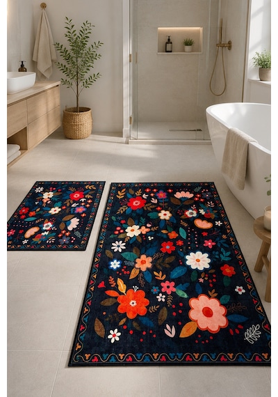 Rewol 60x100 50x60 Kaydırmaz Tabanlı 2'li Banyo Paspas Seti Takımı 2li