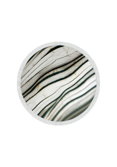 Alanur Home Kaymaz Dijital Mutfak & Salon Halı Star Pamuk Saçaklı Yuvarlak Mermer E5032 Beyaz