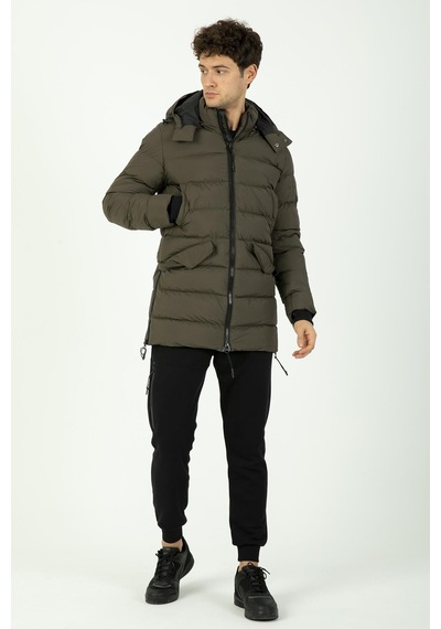 Maraton Sportswear Regular Erkek Kapşonlu Uzun Kol Basic Haki Mont 21262-haki Haki