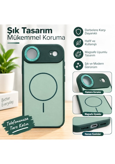 İphone 17 Aır Uyumlu Kamera Korumalı Silikon Yeşil