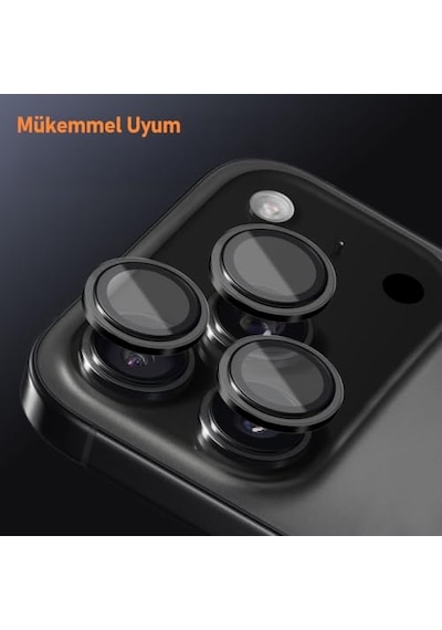 İphone 17 Pro Max İle Uyumlu Metal 9h Kamera Lens Koruyucu Turuncu