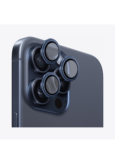 Safeus Safir Temperli Kamera Lens Koruyucu Apple Uyumlu iPhone 15 Pro Max Ve İle Mavi Titanyum