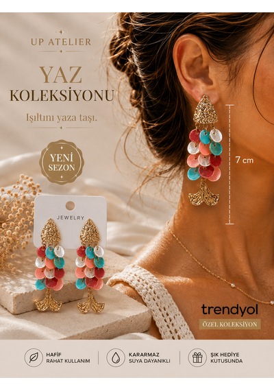Yaz Koleksiyonu Plaj Modası Rengarenk Pullu Balık Model Küpe