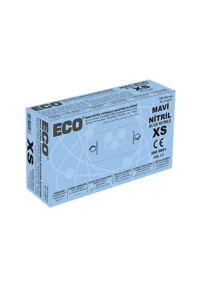 Eco Nitril Pudrasız Muayene Eldiveni Mavi 100'lü
