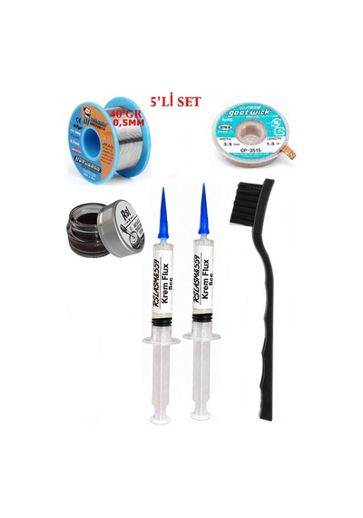 Lehimleme Seti 40 G 0,5 Mm Lehim Teli Cp-3515 Lehim Fitili Flux Lehim Toplama Fırça Seti Tk84