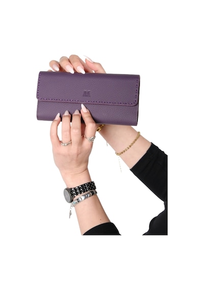 Mft Leather Hakiki Deri El Portföyü Cüzdan Hilton 8926 Flother Mat Mor