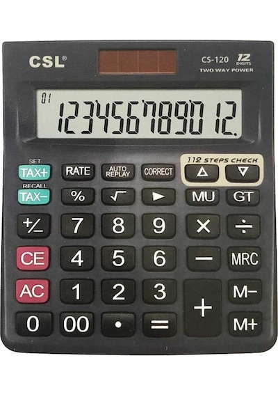 Csl Cs-120 12 Hane Masa Tipi İşlem Kontrollü Hesap Makinesi Siyah
