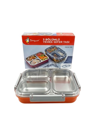 Penguen Üç Bölümlü Yemek Sefer Tası Png-1305 Renkli