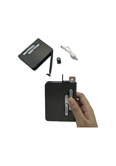 Usb Şarjlı Izgaralı Sigara Çıkaran Çakmaklı Tabaka Usb Şarjlı Izgaralı Sigara Çıkaran Çakmaklı Tabaka