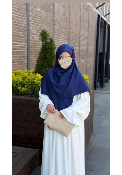 Qalortex Scarf Premium Jakarlı Mira B.boy Eşarp - Lacivert
