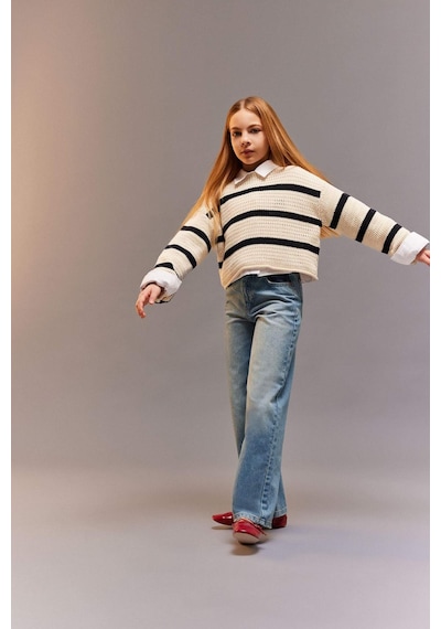 DeFacto Kız Çocuk Wide Leg Geniş Paça Jean Pantolon D9157A825SPNM28 Mavi DeFacto Kız Çocuk Wide Leg Geniş Paça Jean Pantolon D9157A825SPNM28 Mavi