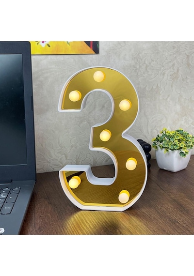 Dekoratif Led Işıklı 3D 3 Rakamı Büyük Boy Organizasyon Doğum Günü Kutlama