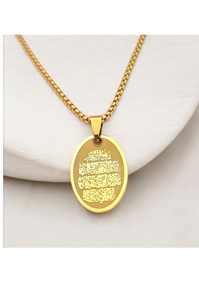 Unisex Nazar Duası Çelik Kolye 8756 Altın