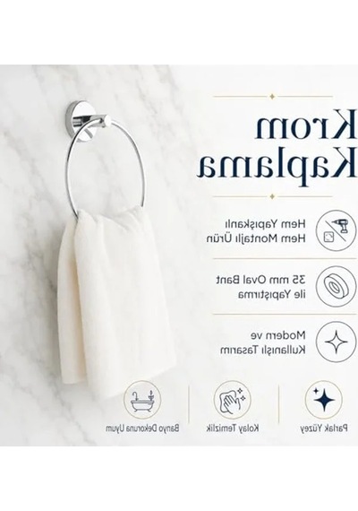 Krom Kaplama Oval Havluluk, Yapışkanlı Ve Vidalı Montaj Seçenekleri İle 12 Izgara