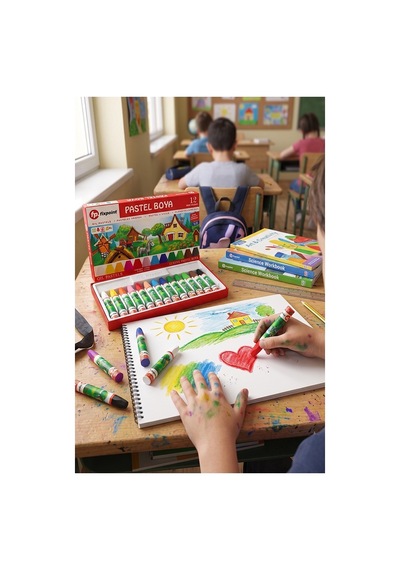 Pastel Boya 12 Renk 1 Paket Fixpoint Pastel Boya 12 Li Karton Kutulu Parlak Canlı Ve Örtücü Renkler Çok Renkli