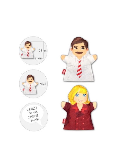 2 Parça Tox Ebeveyn El Kukla Set Eğitici Oyuncak