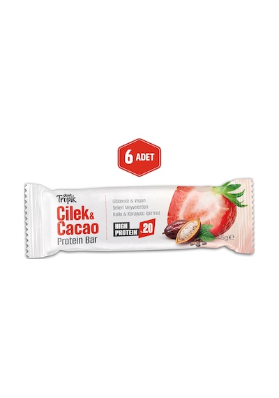 Çilek Ve Kakao Aromalı Protein Bar 45 G Protein İçeren Atıştırmalık Ve Sporcu Barı 6 Adet
