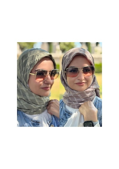 Aldaıyr 2 Jakarlı Pamuk Caz Eşarp 120x 120 Bej-mint Yeşil
