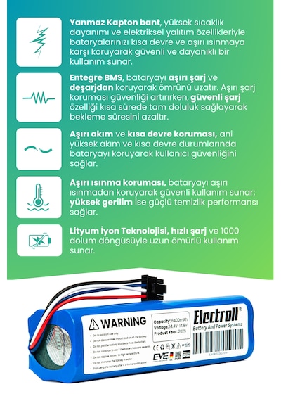 Dreame L10 Prime Uyumlu Batarya 6400mah Pil