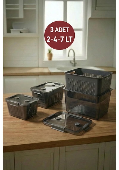 Selka Home Lavin 3'lü Saklama  Kabı ( 2-4-7 Lt. )