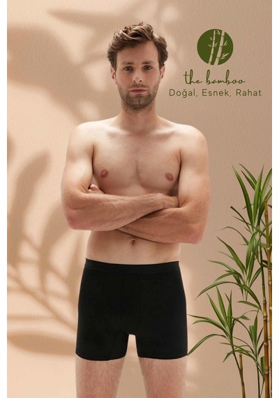 Weweus Siyah Erkek Süper İnce Doğal Bambu Lüks Boxer 1012 Siyah
