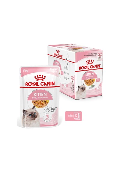 Royal Canin Kitten Jelly Pouch Yaş Mama, Yavru Kedi, 85 G X 12 Adet