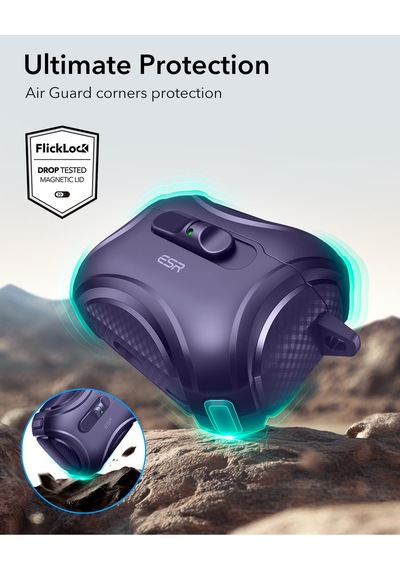 Apple AirPods Uyumlu Pro 3 2025 Cyber Flicklock Manyetik Kılıf Mor
