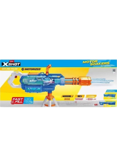 X-shot Büyük Gatling Motorlu Su Tabancası, 1650 Ml Kapasite Nerf, Oyuncak Tabanca Mavi