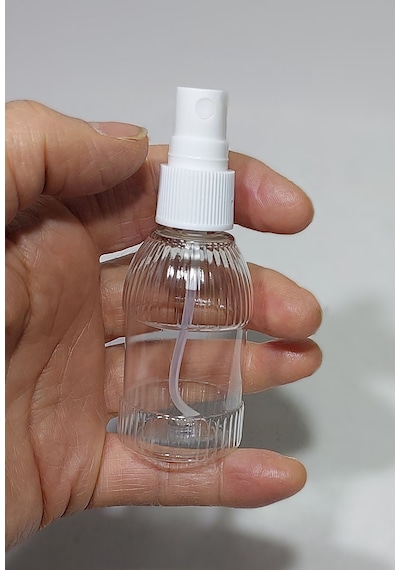 50 Adet Boş Şişe Beyaz Spreyli Kolonya Şişesi Doldurulabilir Cep Plastik Parfüm Şişesi 50 Ml Desenli