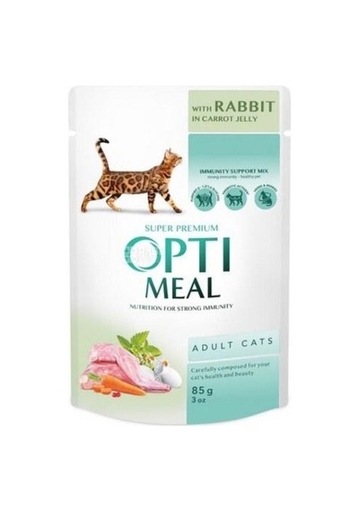 Optimeal Havuç Jöleli Tavşanlı Yetişkin Kedi Maması 85 G