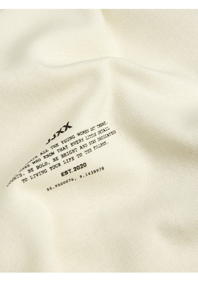 Jjxx Sıfır Yaka Rahat Kesim Açık Bej Kadın T-shirt 12241203 001