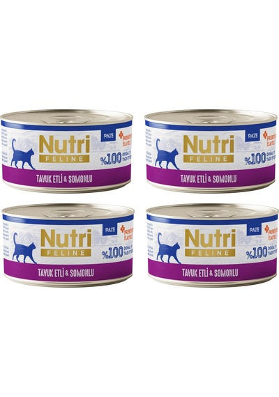 Nutri Feline Tavuk Etli Ve Somonlu Pate Tahılsız Yetişkin Kedi Konservesi 70 G X 4 Adet