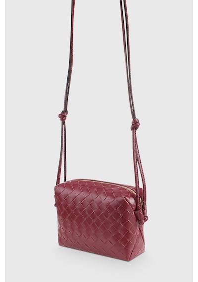 Housebags Bordo Örgü Detaylı Çapraz Askılı Çanta 260 Bordo