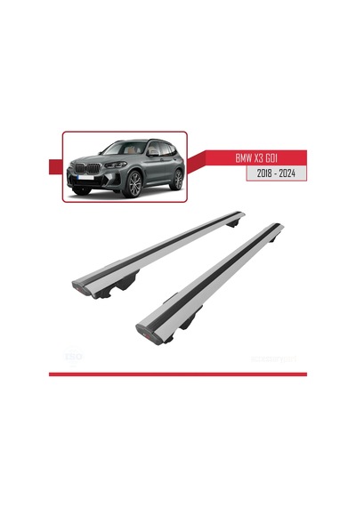 Bmw X3 G01 2018 Ve Sonrası İle Uyumlu Hook Model Anahtar Kilitli Ara Atkı Tavan Barı Gri