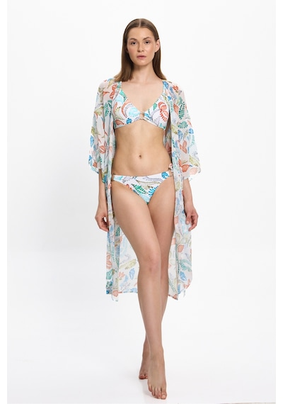 Toosalty Kadın Çok Renkli Geometrik Uzun Kimono 25pl15st Çok Renkli