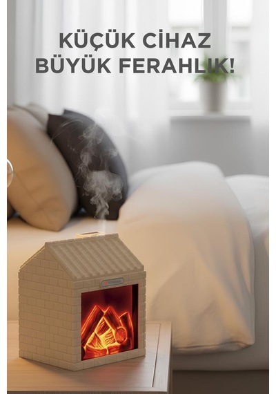 H9 Ahşap Şömine Efektli 200ml Sessiz Ultrasonik House Hava Nemlendirici (İthalatçı Garantili)