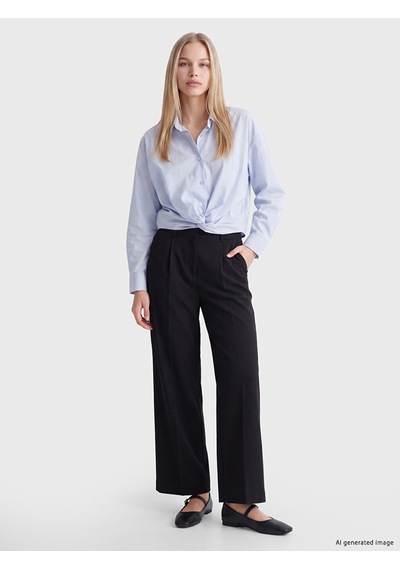 Lcw Vision Mavi Bağlamalı Poplin Oversize Kadın Gömlek