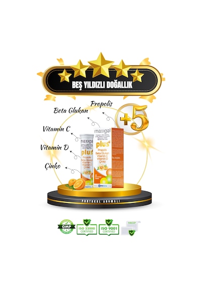 Maxigal Vitamin C. Beta Glukan Çinko. Vitamin D. Propolis 20 ML