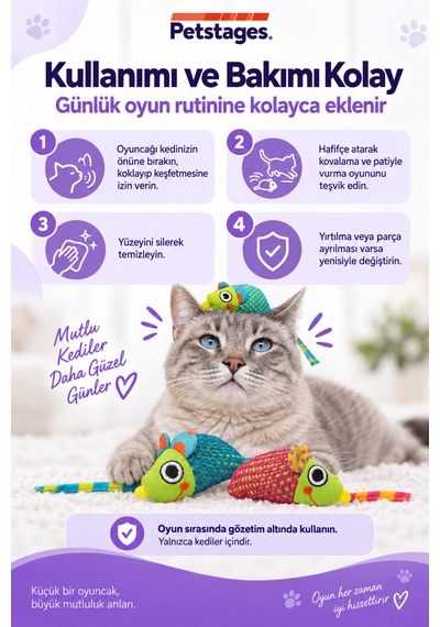 Petstages Catnip Chew Mice Catnipli Kedi Oyuncağı 2'li Paket