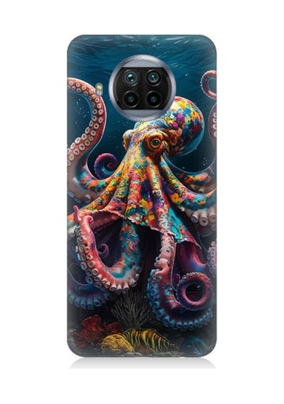 Xiaomi Mi 10t Lite Uyumlu Derinliklerde Sekiz Kol Ahtapot Desenli Silikon Kılıf Çok Renkli