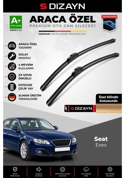 S-dizayn Seat Exeo Ön Cam Silecek Seti 2008-2014 Premium Araca Özel 55-55 Cm A+ Kalite