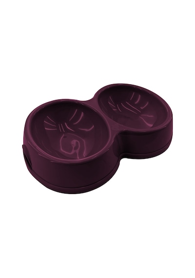 8566 Çiftli Kedi/Köpek Mama Kabı Bordo