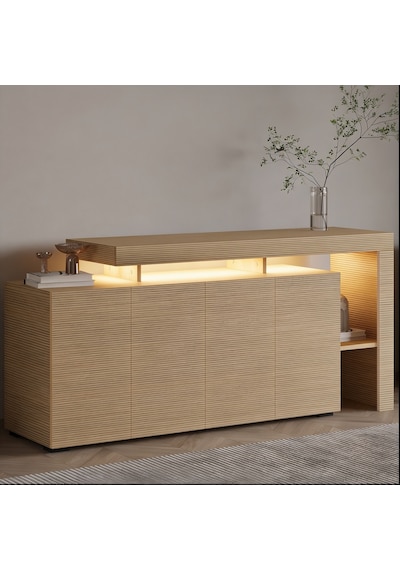 İnarch Dizayn Beliz Led Işıklı Modern Konsol 170 Cm, 4 Kapaklı Ve İç Raflı Depolama, Şık Tasarım Sıcak Meşe İnarch Dizayn Beliz Led Işıklı Modern Konsol 170 Cm, 4 Kapaklı Ve İç Raflı Depolama, Şık Tasarım Sıcak Meşe