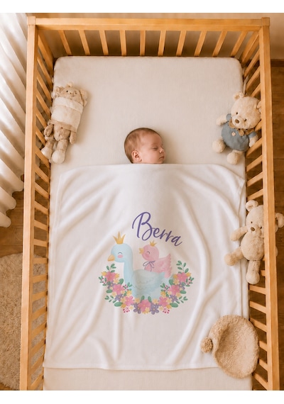 Pia Baby Kız Bebek Yeni Doğan Tulum Seti 4 Lü %100 Pamuk İsimli Organik Baskılı Battaniyeli 2034bt3x Ekru