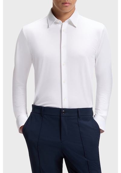 Boss Logolu Slim Fit Uzun Kollu Gömlek Erkek Gömlek 50567146 100 Beyaz