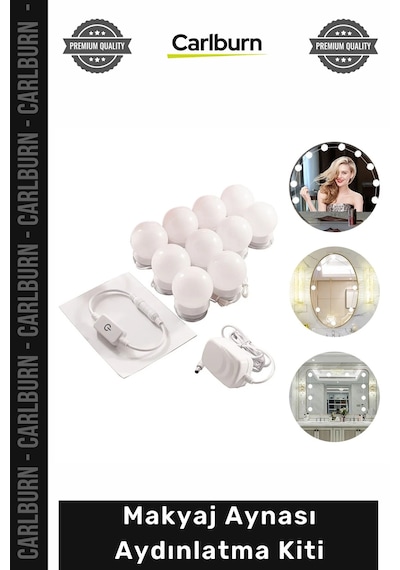 Ayna 10 Adet G5 Led Ampul Kademeli Dimmer Dokunmatik Hafızalı 12v Şık Makyaj Aynası Aydınlatma Kiti