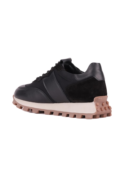 Shoetyle - Siyah Hakiki Deri Bağcıklı Erkek Sneaker 115-801-1330 Siyah
