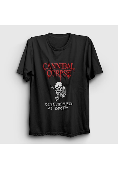 Presmono Unisex Butchered At Birth Cannibal Corpse T-shirt Siyah