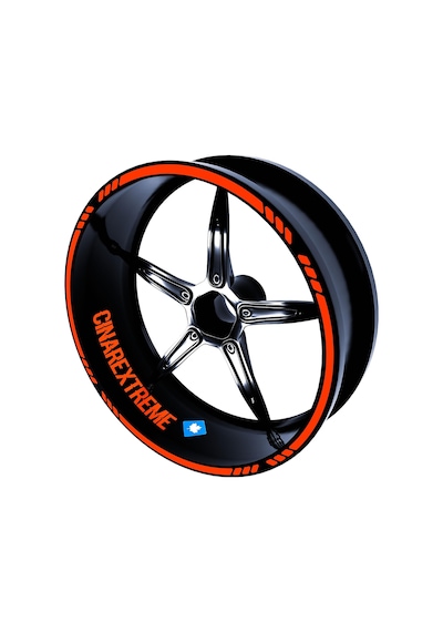 Moto Rider 4'lü Sticker Seti Floresan Turuncu İç Dış Jant Şeridi Kask Ve Çamurluk Çınar Extreme