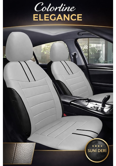 Hyundai Accent Era 2006-2011 Uyumlu Colorline Elegance Deri Gri Siyah Koltuk Kılıfı